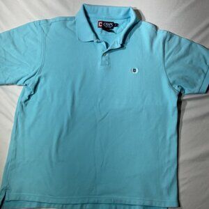 Chaps Mens Light Blue Polo Shirt large 100% Cotton Casual Wear